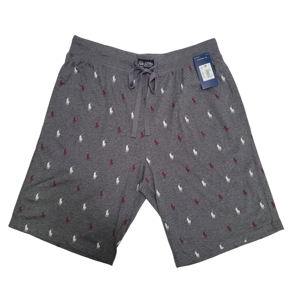 Polo by Ralph Lauren Sleep Shorts, All-Over Logo Print, Gray, Large